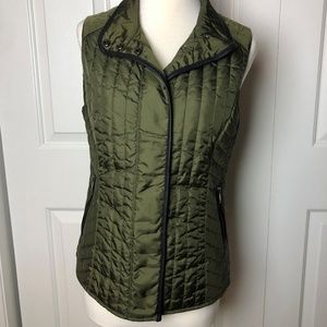 Banana Republic Quilted Green Zipper Button Vest S